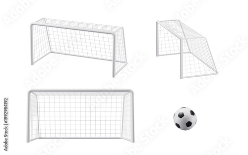 Fotografía A soccer ball and goal net, 3d rendering.