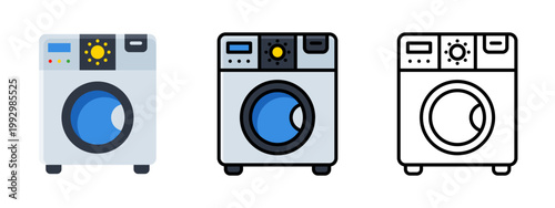 Washing Machine Laundry Appliance Home Icon Vector