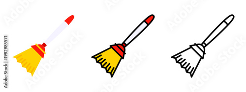 Magic Broom Fantasy Cartoon Icon Vector Design