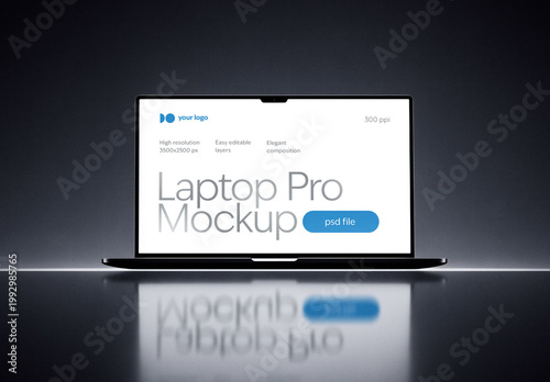 Laptop Mockup on Dark Stage
