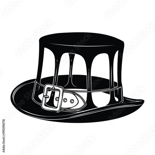 Pilgrim hat silhouette, isolated black and white set bundle on white background.