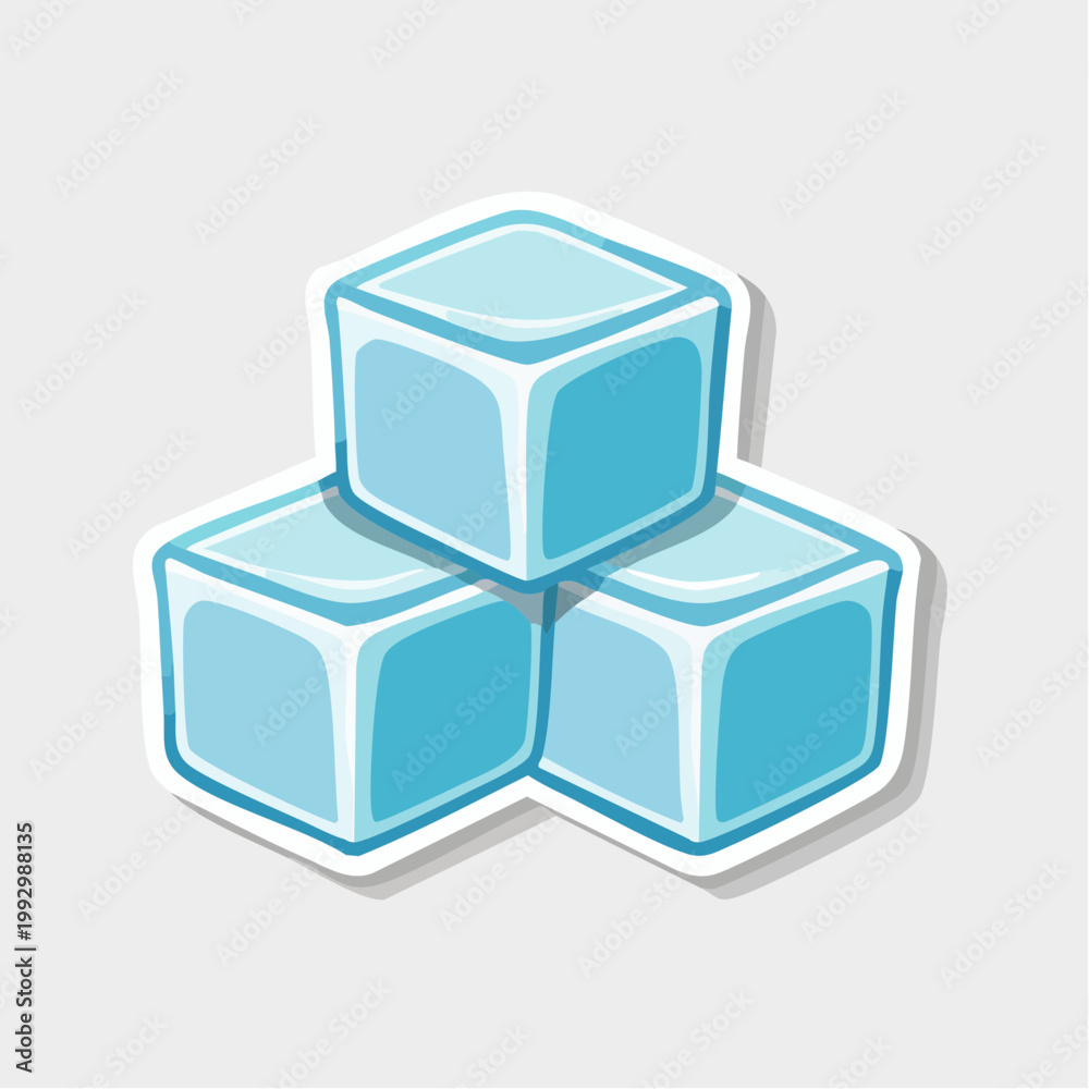 Obraz premium Stack of three blue ice cubes