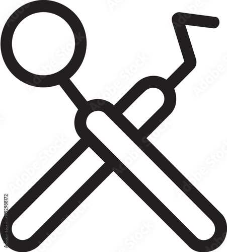 Dental tools icon with mirror and probe