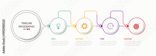 Modern vector flat illustration. Line infographic numbers template with five elements, icons. Vector infographic template. 