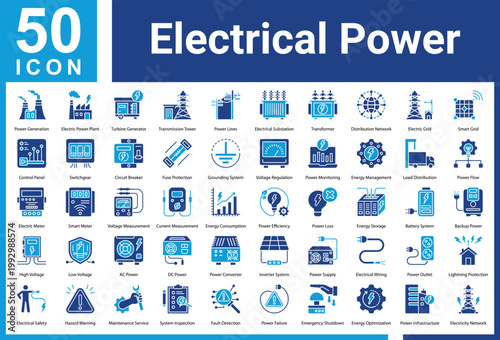 Electrical Power Systems icon set and collection