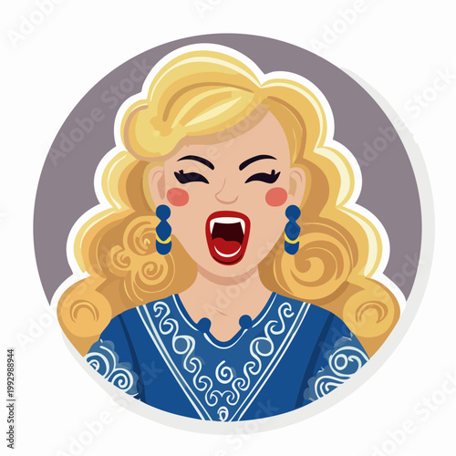 Woman Yelling with Open Mouth and Red Lipstick