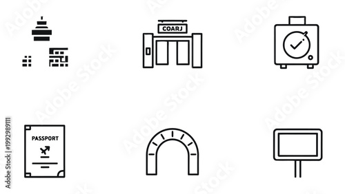 Travel Icons Set: A collection of simple travel icons. These icons represent various aspects of travel. They are perfect for websites and applications. 