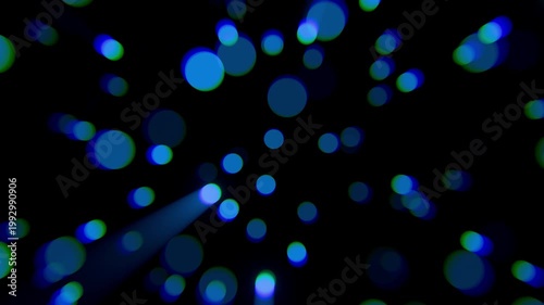 Sci-Fi Blue Light Rays and Defocused Bokeh Particles Loop 4K Animation