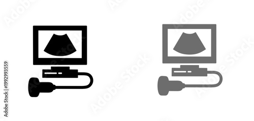 Vector illustration of medical ultrasound machine icon set