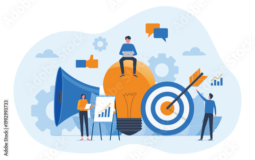 business online marketing team working meeting and planning for business goal succeed concept
