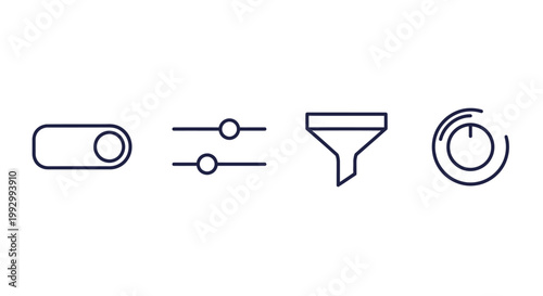Set of icons representing business concepts campaign, target, growth, and funnel