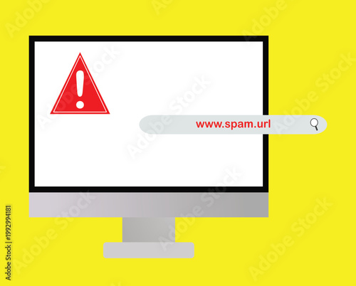 Vector illustration of a website concept do not click on suspicious and dangerous spam URL links, unsafe sites, warning notification icon, website. Technology, digital, flat design style.