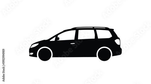 A black silhouette of a modern station wagon vehicle