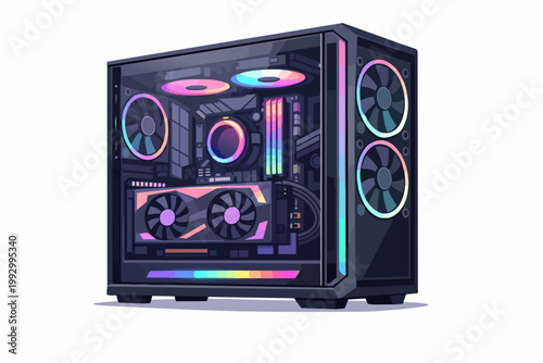 Gaming computer desktop PC with RGB lighting