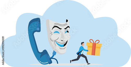 Online Lottery and Prize Gift Scam Notification Concept