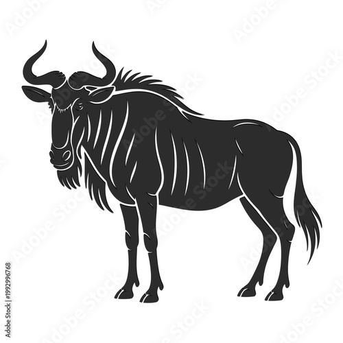 Black wildebeest illustration a striking side view of african wildlife