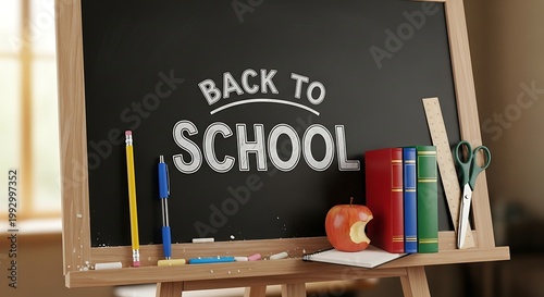 Back to school chalkboard display with supplies