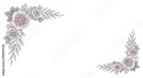 Celebrating Mother’s Day, an illustration features rose bouquets in opposing corners against a white background, with a gentle, watercolor style and a muted color palette that conveys