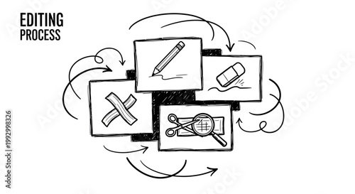 Editing process concept with icons