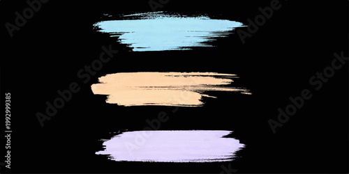 Abstract vector collection of black grunge ink splashes and textured paint stroke banners featuring dirty brush stains and grungy frame border design elements on an art illustration pattern