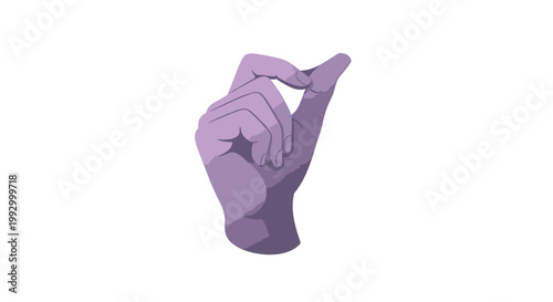 Purple hand gesture, finger signal, communication icon, vector symbol