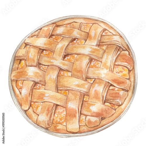 Tableau sur toile Watercolor Homemade pie art drawing