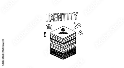 Identity concept with cube and human silhouette