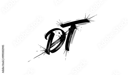 Dynamic brushstroke logo intertwined 'bt' initials with artistic splatter effects