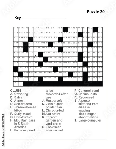 Printable Acrostic Word Puzzle Worksheet for Adults and Brain Training Enthusiasts Puzzle 20