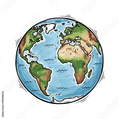 Earth Planet Globe World Map.