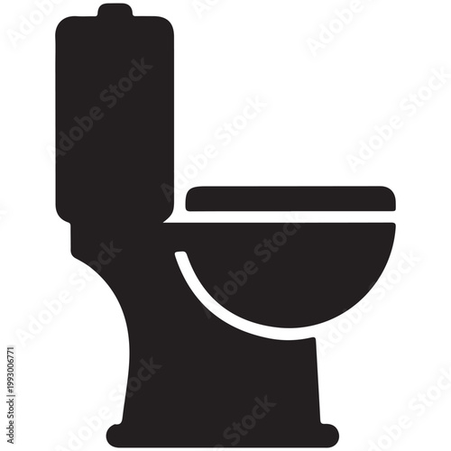 Black toilet silhouette icon isolated on white background flat vector design