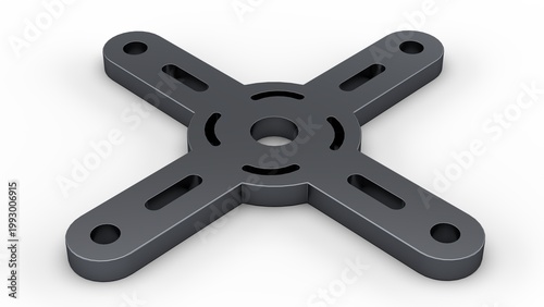 Black X-shape Plate. Isolated on a white background. 3d render