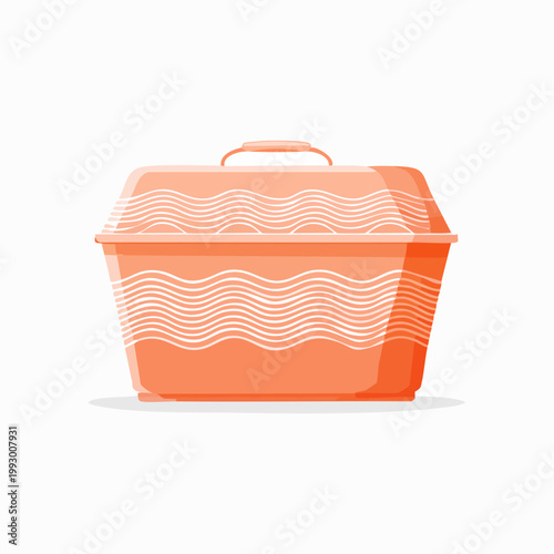 Orange casserole dish with lid and wavy pattern