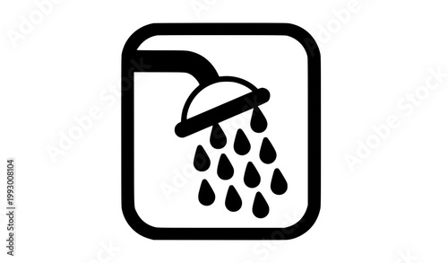 Shower icon in rounded frame vector filled style bathroom hygiene symbol water flow clean design