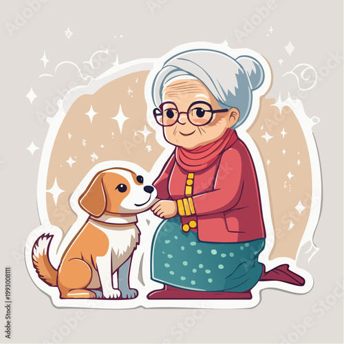 Elderly Woman and Dog Friendship