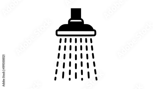 Front view shower icon vector filled style bathroom symbol water saving concept clean UI design