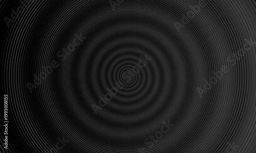 Abstract concentric background circle dark gray black spiral vortex pattern with geometric ripple texture hypnotic optical illusion modern monochrome radial design
