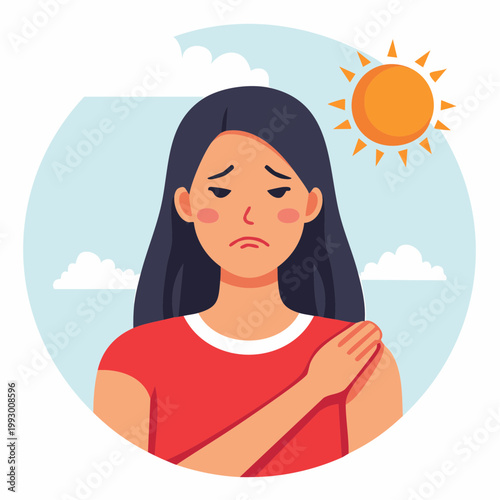 Woman suffering from heatstroke under the sun