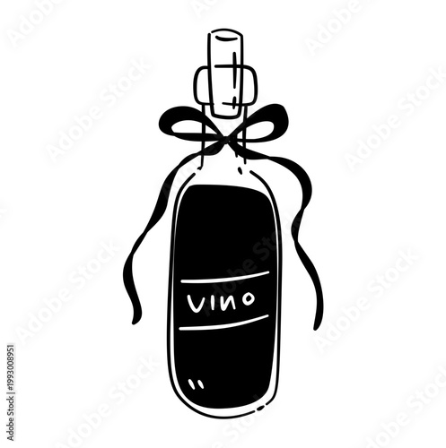 red wine bottle with bow