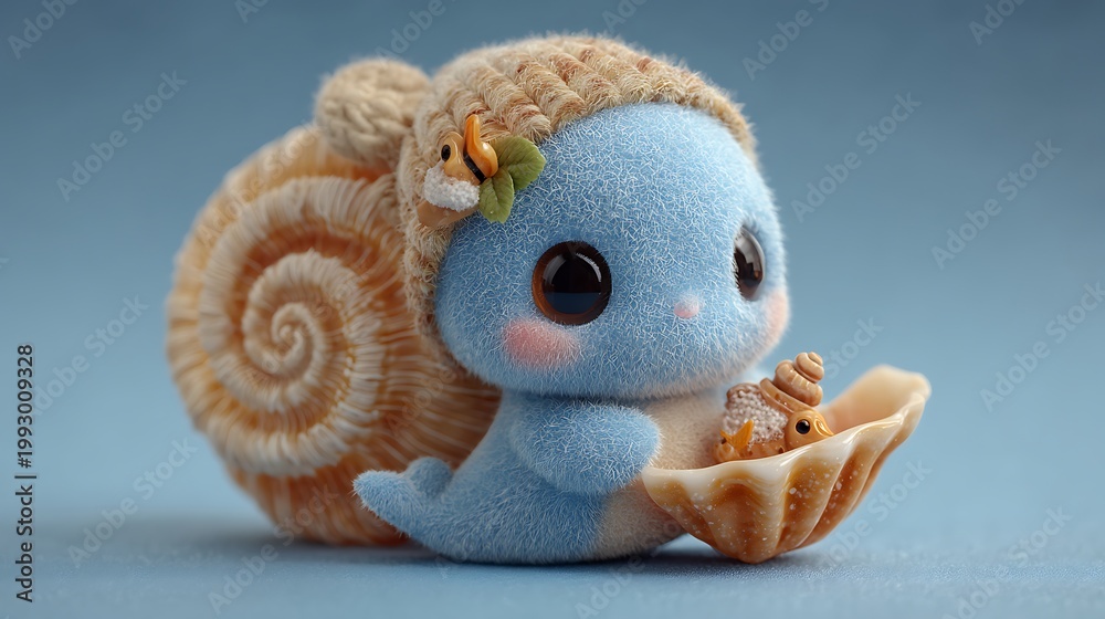 Fototapeta premium Cute Cartoon Snail Animal Shell Ocean Baby.
