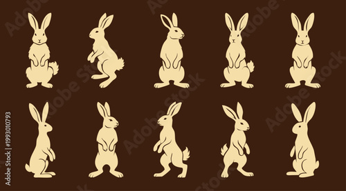 Heraldic Rabbit Silhouette Collection – Medieval Hare Icons for Royal Crests and Vintage Logos