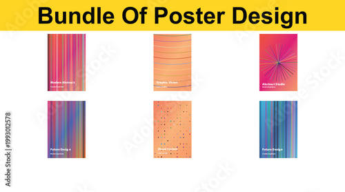 Vibrant poster designs arranged in rows on a white surface for viewing