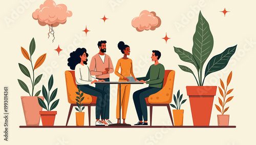 A minimalist illustration of a terracotta plant pot.  Perfect for botanical themed designs, backgrounds, or representing growth and natural elements i