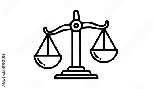Balance scale icon vector filled style justice symbol equality law weight measurement minimal design