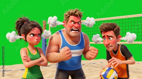 Angry Volleyball Players Expressing Frustration and Disappointment During Game.