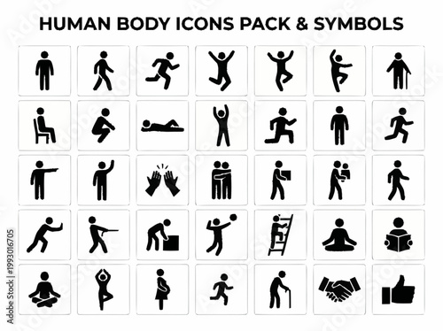 Human Body Icons and Symbols Pack for Lifestyle and Health Applications