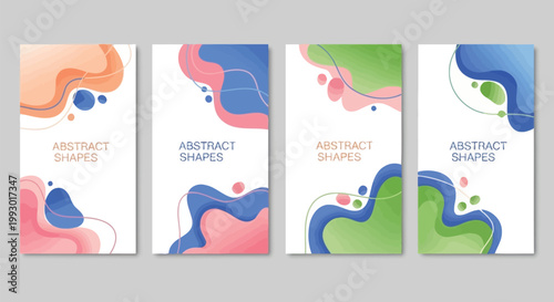 Abstract Shapes, Colorful Backgrounds, Vector Cards, Templates