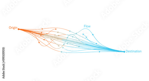 Origins, Flow, Distribution Network Diagram, Infographic Elements, Vector Graphic