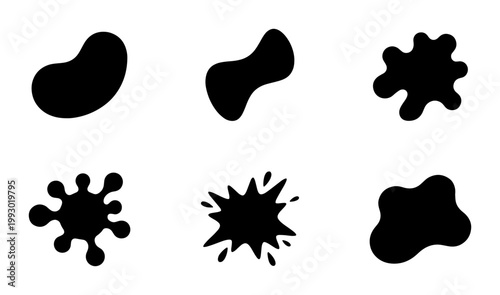 Schilderij op canvas Abstract black ink splat vector set, organic liquid blob shapes, minimalist pain