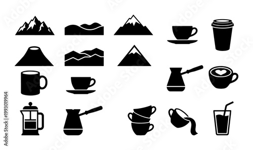 set of icons of summer